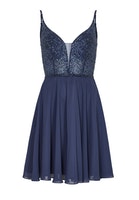 Swing Cocktailkleid aus Material-Mix