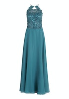 Vera Mont Robe Longue Femme Sans Manches - Coupe Évasée Élégante Avec Bordure Festonnée - Idéale Occasions Spéciales